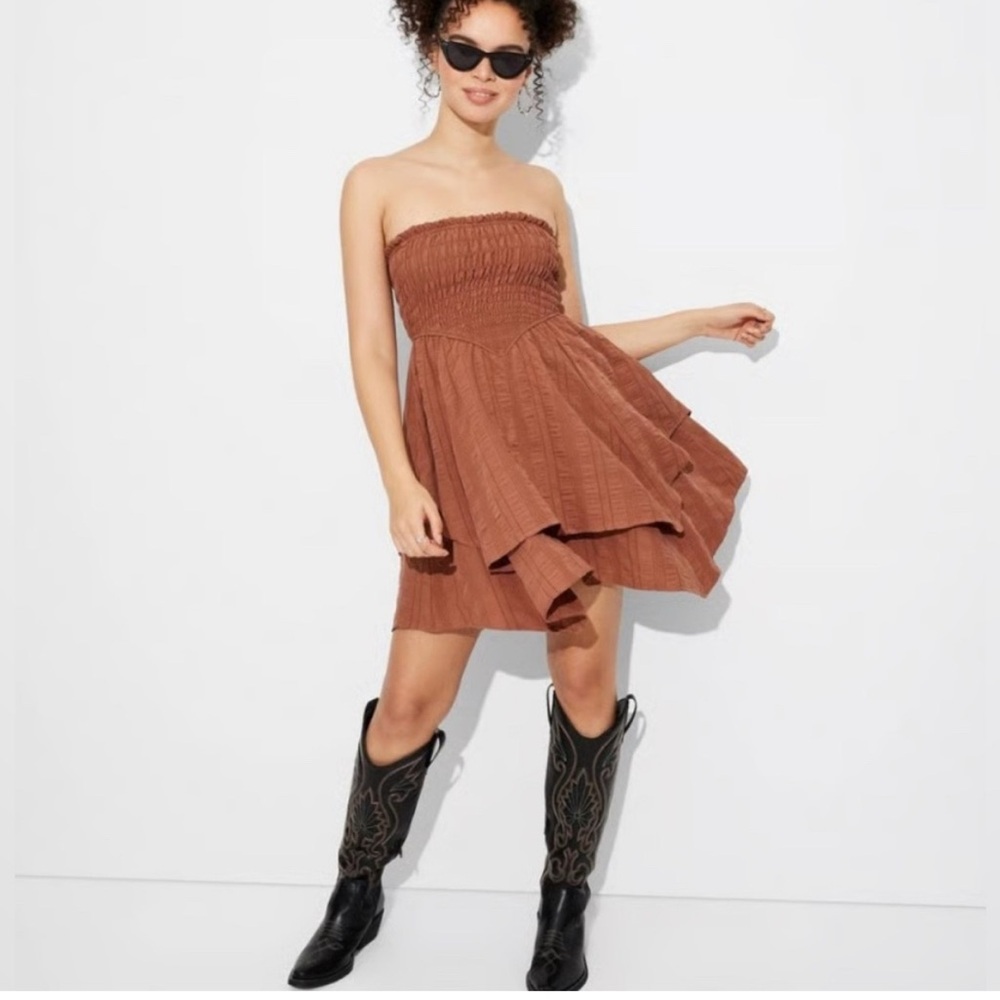 Wild Fable Rust Babydoll Convertible Dress